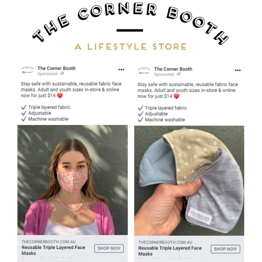 The Corner Booth – Face Mask Social Media Ad Campaign